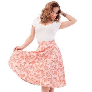 NWT Rock Steady Peach Rum Tiki High Waist Thrills Circle Swing Skirt Size 2X